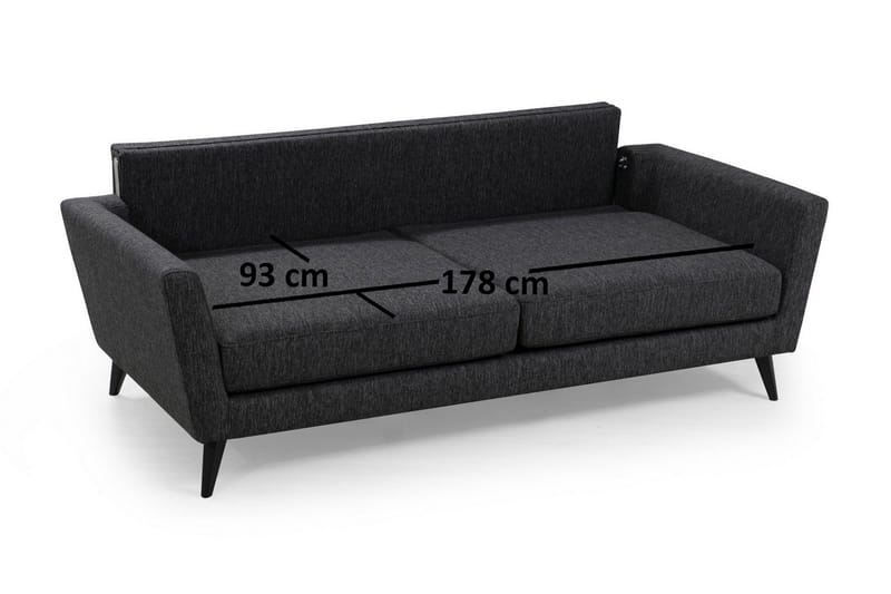 Mangia 3-Sits Soffa - Grå - 3 sits soffa