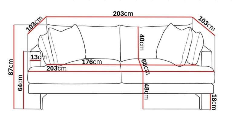 Menard 3-sits Djup Manchestersoffa - Brun - Möbler - Soffa - 3 sits soffa