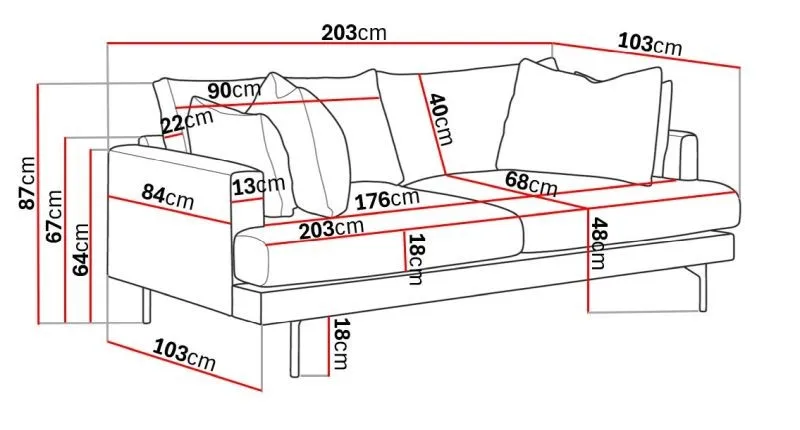 Menard 3-sits Djup Manchestersoffa - Brun - Möbler - Soffa - 3 sits soffa