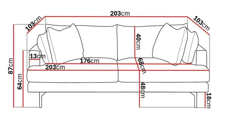 Menard 3-sits Djup Manchestersoffa - Greige - Möbler - Soffa - 3 sits soffa