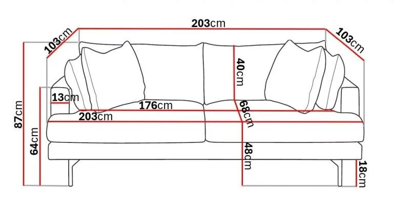 Menard 3-sits Djup Tygsoffa - Beige - Möbler - Soffa - 3 sits soffa