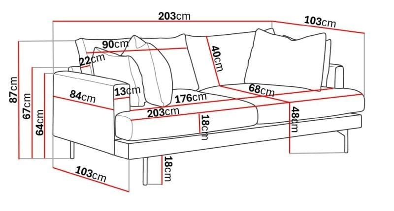 Menard 3-sits Djup Tygsoffa - Brun - Möbler - Soffa - 3 sits soffa