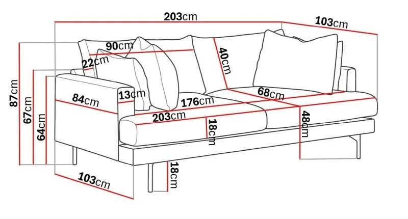 Menard 3-sits Djup Tygsoffa - Brun - Möbler - Soffa - 3 sits soffa