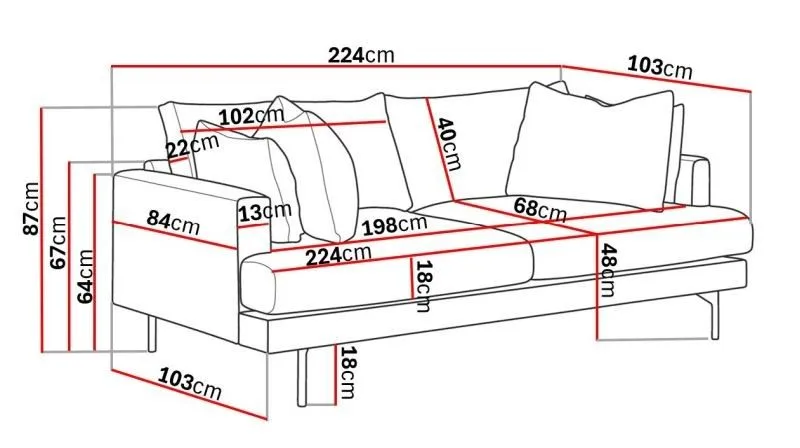Menard 4-sits Djup Manchestersoffa - Greige - Möbler - Soffa - 4 sits soffa