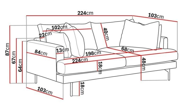 Menard 4-sits Djup Tygsoffa - Beige - Möbler - Soffa - 4 sits soffa