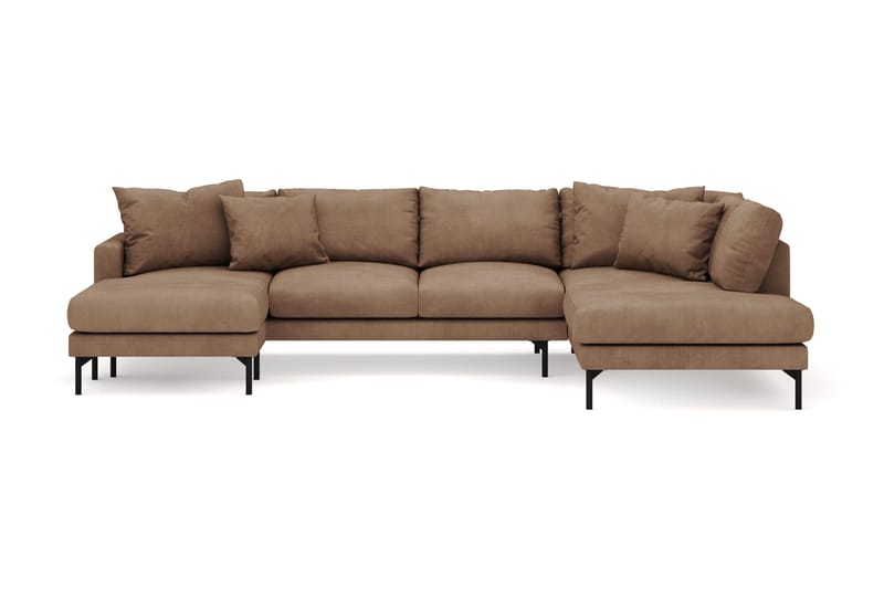 Menard 4-sits Högervänd Stor U-formad Djup Soffa med Divan och Schäslong i Manchester - Brun - Möbler - Soffa - U-soffa