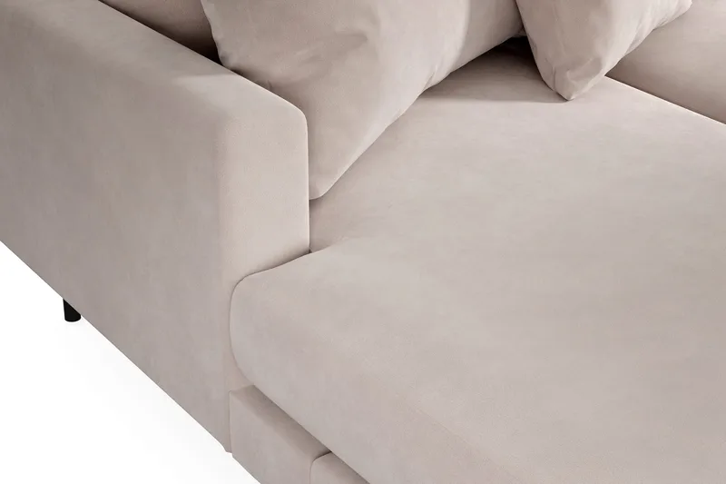 Menard 4-sits Högervänd U-formad Soffa med Divan och Schäslong i Sammet - Beige - Möbler - Soffa - Sammetssoffa