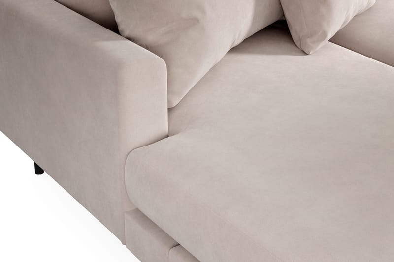 Menard 4-sits Högervänd Stor U-formad Djup Soffa med Divan och Schäslong i Sammet - Beige - Möbler - Soffa - Sammetssoffa