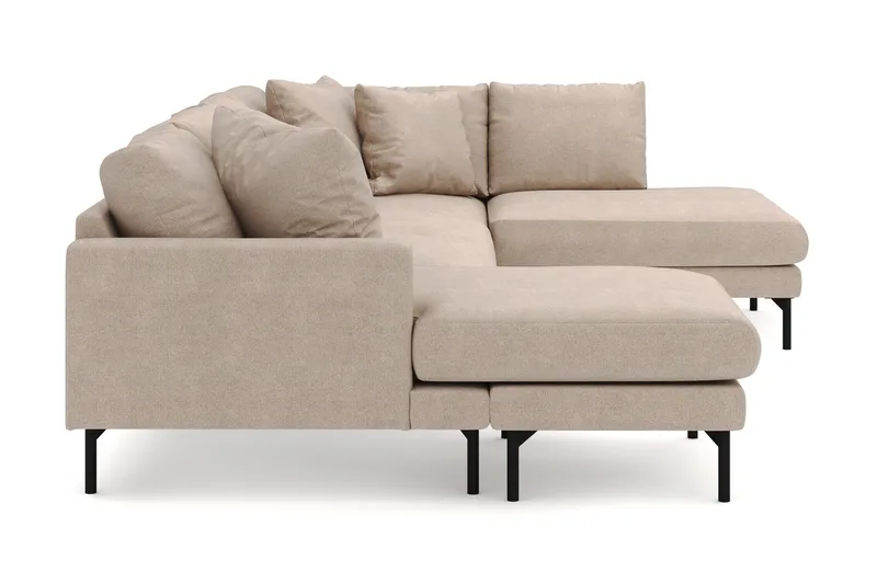 Menard 4-sits Högervänd Stor U-formad Djup Soffa med Divan och Schäslong i Tyg - Beige - Möbler - Soffa - U-soffa