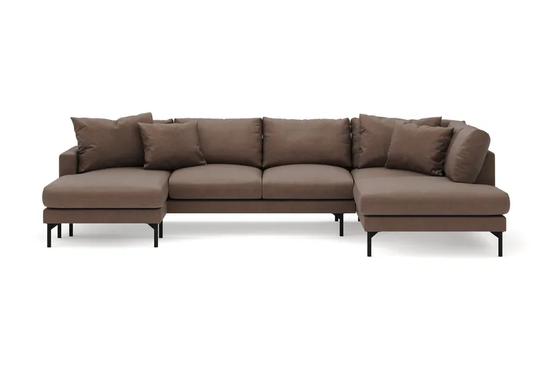 Menard 4-sits Högervänd U-formad Soffa med Divan och Schäslong i Tyg - Brun - Möbler - Soffa - U-soffa