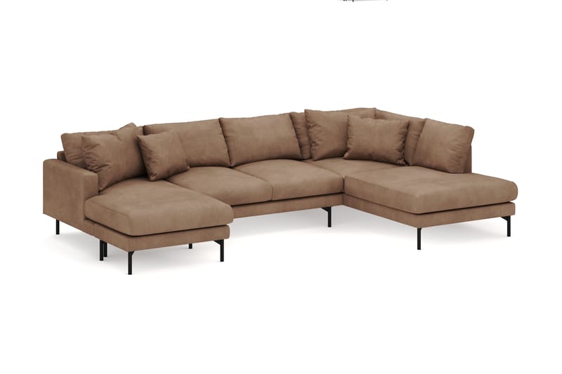 Menard 4-sits Högervänd U-formad Soffa med Divan och Schäslong i Manchester - Brun - Möbler - Soffa - U-soffa