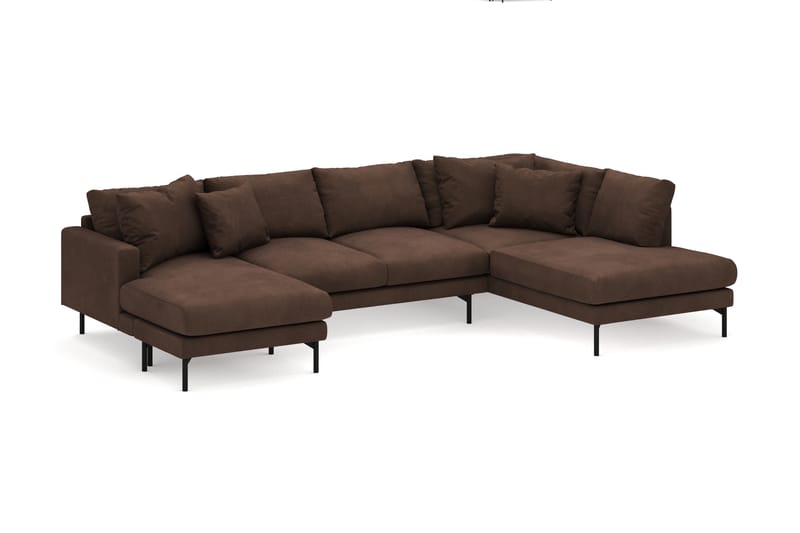 Menard 4-sits Högervänd U-formad Soffa med Divan och Schäslong i Manchester - Brun - Möbler - Soffa - U-soffa