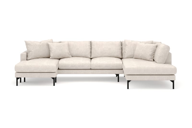 Menard 4-sits Högervänd U-formad Soffa med Divan och Schäslong i Tyg - Beige - Möbler - Soffa - U-soffa
