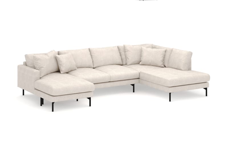 Menard 4-sits Högervänd U-formad Soffa med Divan och Schäslong i Tyg - Beige - Möbler - Soffa - U-soffa