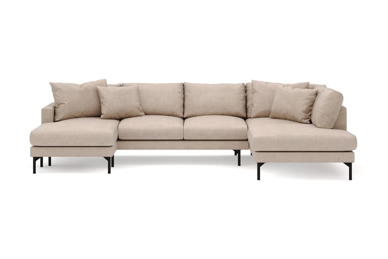 Menard 4-sits Högervänd U-formad Soffa med Divan och Schäslong i Tyg - Beige - Möbler - Soffa - U-soffa