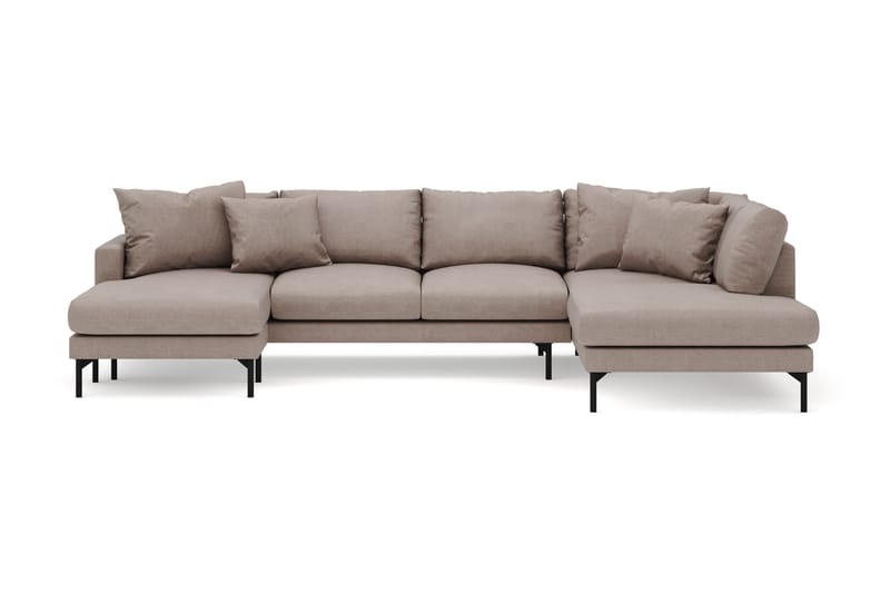 Menard 4-sits Högervänd U-formad Soffa med Divan och Schäslong i Tyg - Brun - Möbler - Soffa - U-soffa
