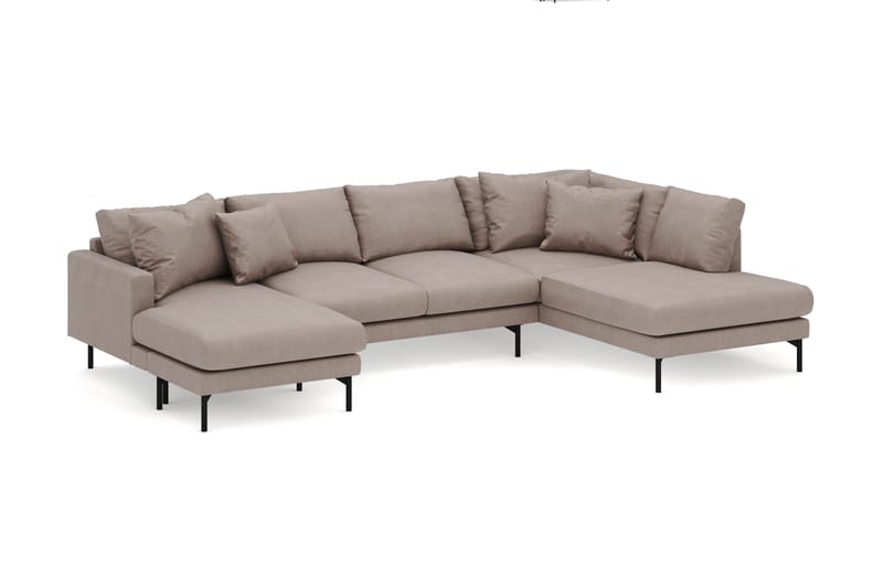 Menard 4-sits Högervänd U-formad Soffa med Divan och Schäslong i Tyg - Brun - Möbler - Soffa - U-soffa