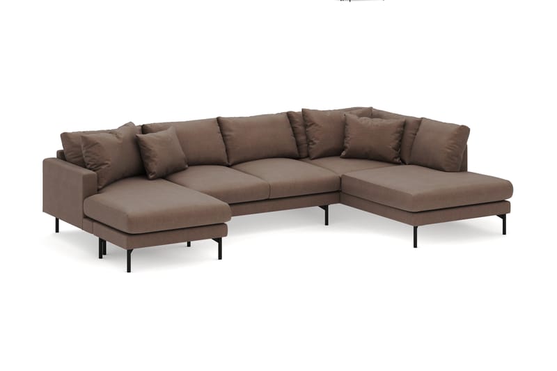 Menard 4-sits Högervänd U-formad Soffa med Divan och Schäslong i Tyg - Brun - Möbler - Soffa - U-soffa