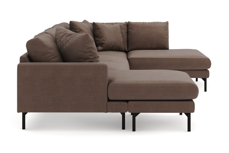 Menard 4-sits Högervänd U-formad Soffa med Divan och Schäslong i Tyg - Brun - Möbler - Soffa - U-soffa