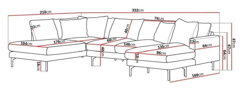 Menard 4-sits Vänstervänd U-formad Large Soffa med Divan och Schäslong i Manchester - Brun - Möbler - Soffa - U-soffa