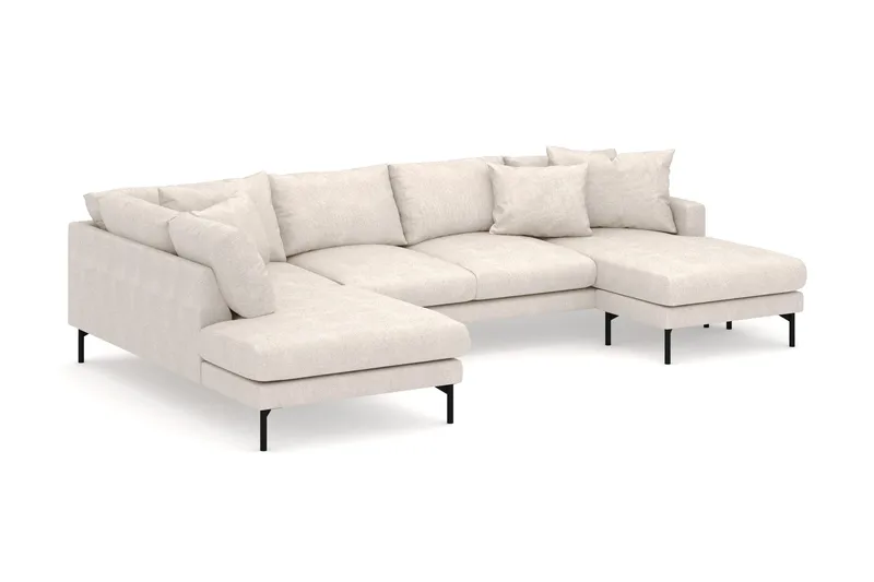 Menard 4-sits Vänstervänd U-formad Large Soffa med Divan och Schäslong i Tyg - Beige - Möbler - Soffa - U-soffa