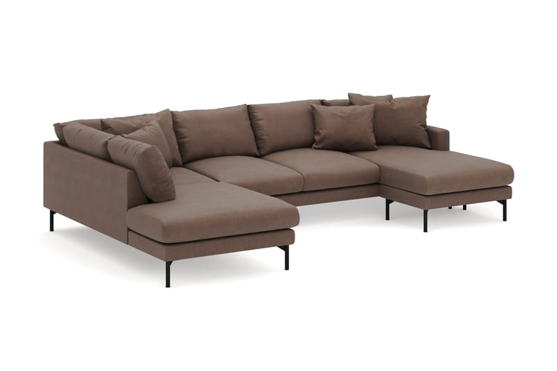 Menard 4-sits Vänstervänd Stor U-formad Djup Large Soffa med Divan och Schäslong i Tyg - Brun - Möbler - Soffa - U-soffa