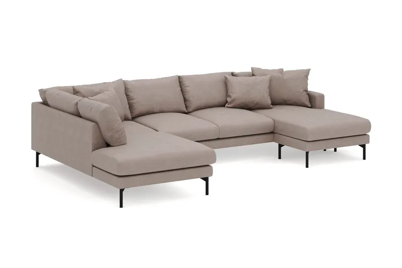 Menard 4-sits Vänstervänd Stor U-formad Djup Large Soffa med Divan och Schäslong i Tyg - Brun - Möbler - Soffa - U-soffa
