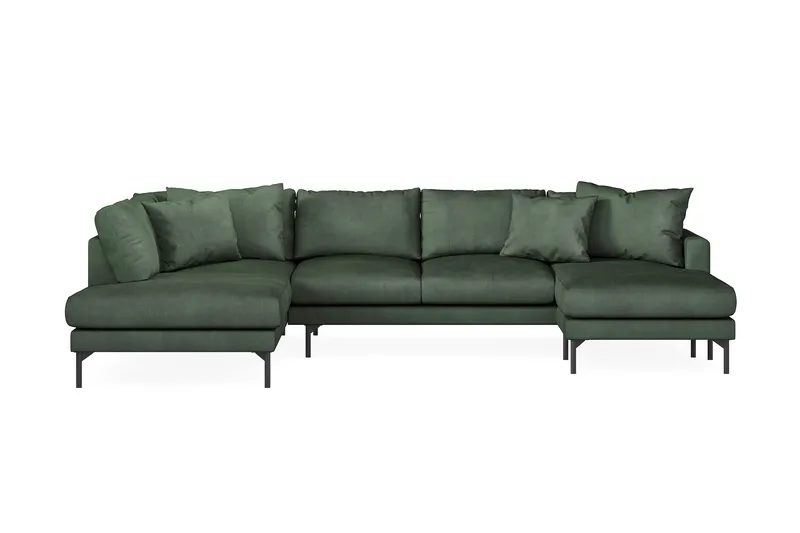 Menard 4-sits Vänstervänd Stor U-formad Djup Soffa med Divan och Schäslong i Manchester, Grön
