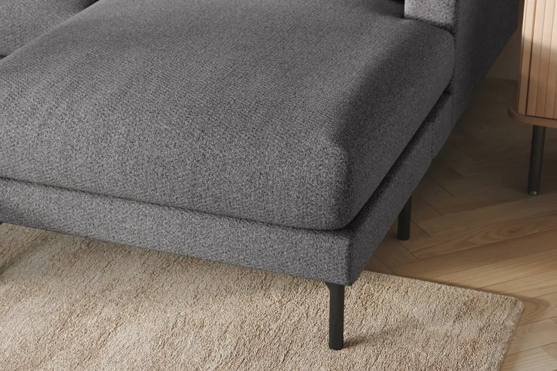 Menard 4-sits Vänstervänd Stor U-formad Djup Soffa med Divan och Schäslong i Tyg - Mörkgrå - Möbler - Soffa - U-soffa