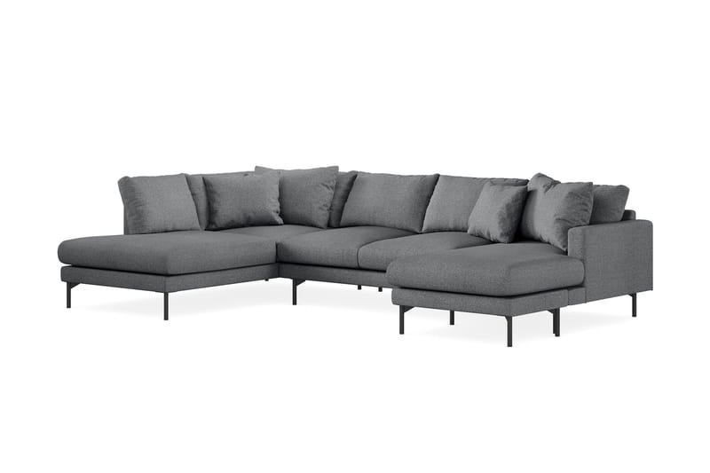 Menard 4-sits Vänstervänd Stor U-formad Djup Soffa med Divan och Schäslong i Tyg - Mörkgrå - Möbler - Soffa - U-soffa