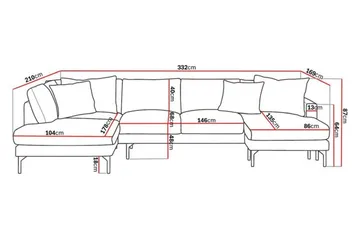 Menard 4-sits Vänstervänd Stor U-formad Djup Soffa med Divan och Schäslong i Tyg - Mörkgrå - Möbler - Soffa - U-soffa