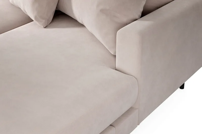 Menard 4-sits Vänstervänd U-formad Large Soffa med Divan och Schäslong i Sammet - Beige - Möbler - Soffa - Sammetssoffa