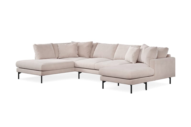 Menard 4-sits Vänstervänd U-formad Large Soffa med Divan och Schäslong i Sammet - Beige - Möbler - Soffa - Sammetssoffa