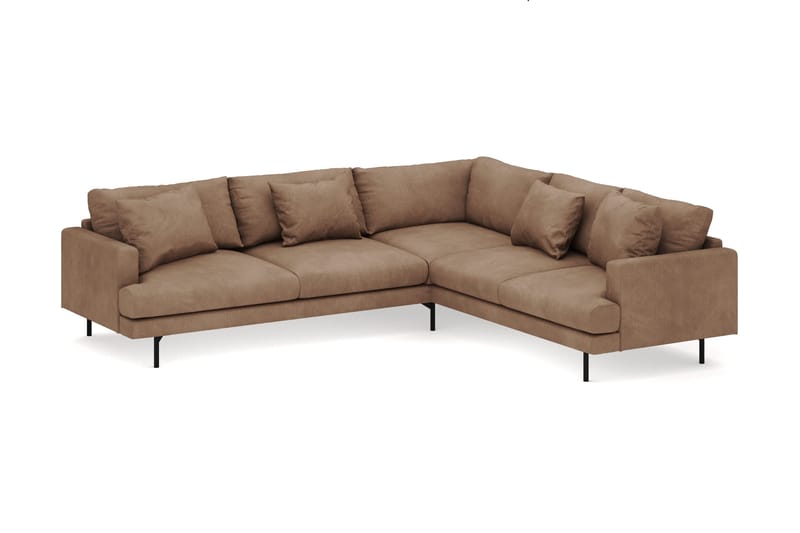 Menard 6-sits Högervänd L-formad Hörnsoffa i Manchester - Brun - Möbler - Soffa - Hörnsoffa