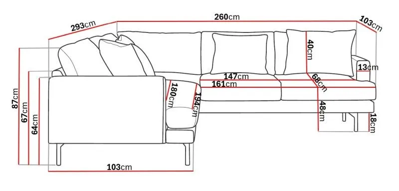Menard 6-sits Högervänd L-formad Hörnsoffa i Manchester - Greige - Möbler - Soffa - Hörnsoffa