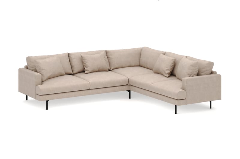 Menard 6-sits Högervänd L-formad Hörnsoffa i Tyg - Beige - Möbler - Soffa - Hörnsoffa