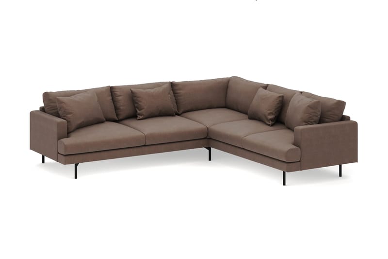 Menard 6-sits Högervänd L-formad Hörnsoffa i Tyg - Brun - Möbler - Soffa - Hörnsoffa