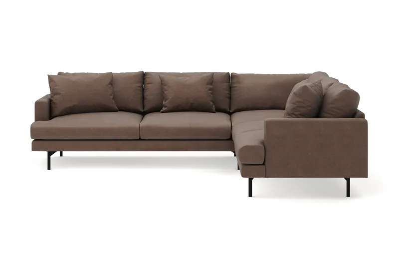 Menard 6-sits Högervänd L-formad Hörnsoffa i Tyg - Brun - Möbler - Soffa - Hörnsoffa