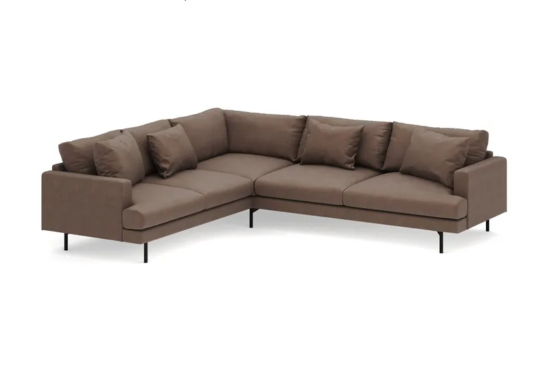 Menard 6-sits Vänstervänd L-formad Hörnsoffa i Tyg - Brun - Möbler - Soffa - Hörnsoffa