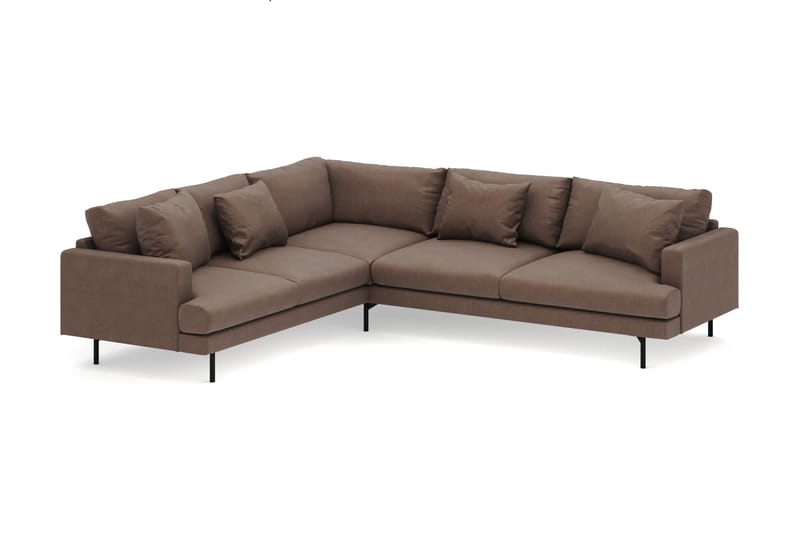 Menard 6-sits Vänstervänd L-formad Hörnsoffa i Tyg - Brun - Möbler - Soffa - Hörnsoffa