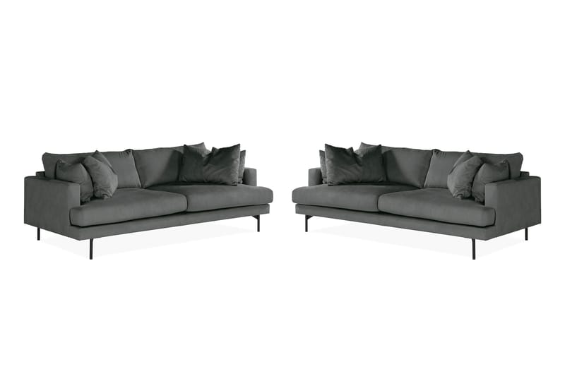 Menard Soffgrupp 3-sits + 3-sits Manchestersoffa - Grå - Möbler - Soffa - Soffgrupp