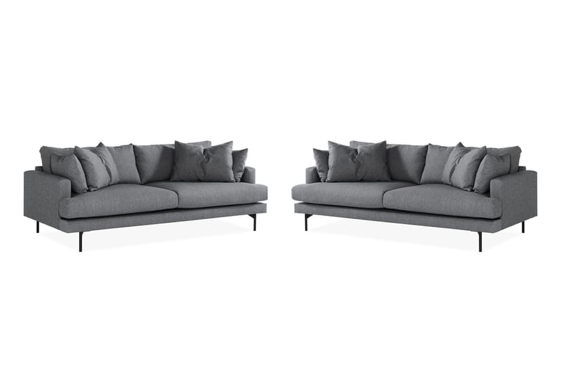 Menard Soffgrupp 3-sits + 3-sits Tygsoffa - Mörkgrå - Möbler - Soffa - Soffgrupp