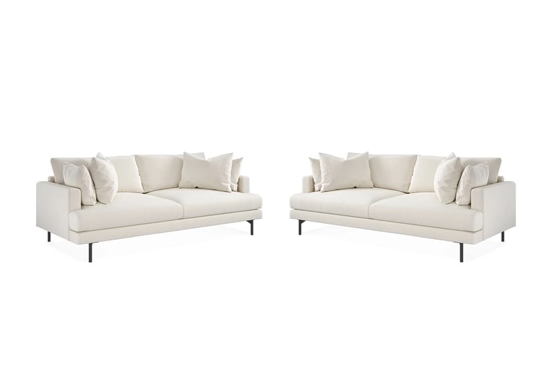 Menard Soffgrupp 4-sits + 4-sits Djup Sammetssoffa 225 cm bred - Krämvit - Möbler - Soffa - Soffgrupp