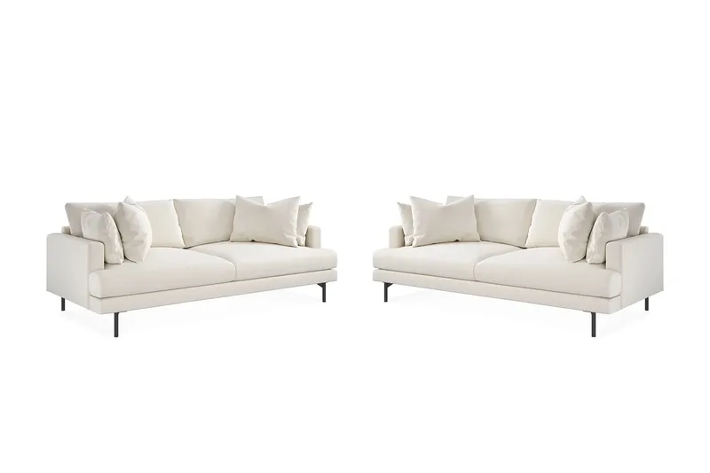 Menard Soffgrupp 4-sits + 4-sits Djup Sammetssoffa 225 cm bred - Krämvit - Möbler - Soffa - Soffgrupp