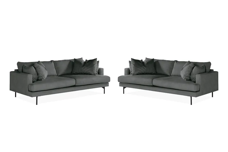 Menard Soffgrupp 4-sits + 4-sits Manchestersoffa - Grå - Möbler - Soffa - Soffgrupp