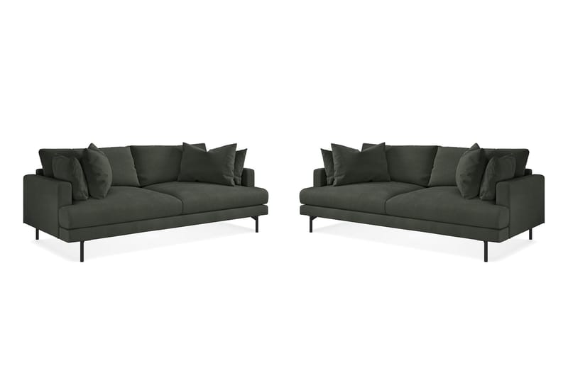 Menard Soffgrupp 4-sits + 4-sits Manchestersoffa - Mörkgrön - Möbler - Soffa - Soffgrupp