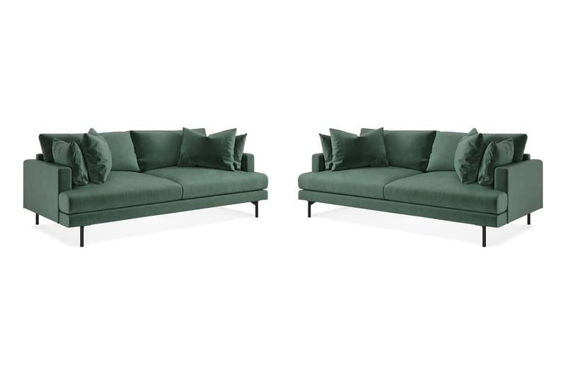 Menard Soffgrupp 4-sits + 4-sits Sammetssoffa - Mörkgrön - Möbler - Soffa - Soffgrupp