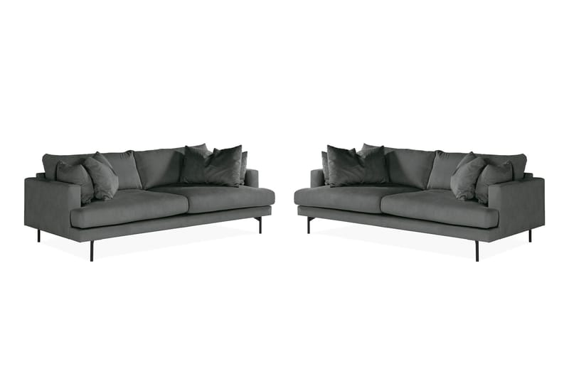 Menard Soffgrupp 4-sits + 4-sits Manchestersoffa - Grå - Möbler - Soffa - Soffgrupp