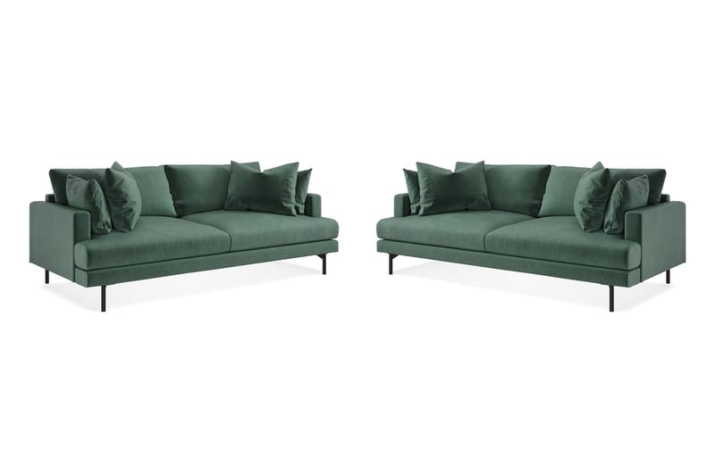 Menard Soffgrupp 4-sits + 4-sits Sammetssoffa - Mörkgrön - Möbler - Soffa - Soffgrupp