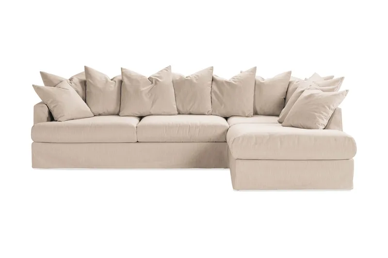 Menard Soffgrupp 4-sits Högervänd L-formad Schäslongsoffa + Fåtölj i Tyg - Beige - Möbler - Soffa - Soffgrupp